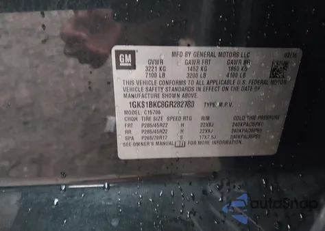 2016 GMC Yukon Slt from USA, damaged, VIN 1GKS1BKC8GR282780